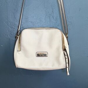 Nicole Miller White Crossbody Bag with Gold Accents